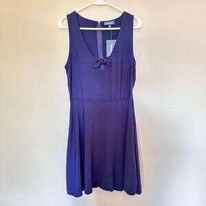 ModCloth Marketing My Words Navy Fit and Flare Dress Mini Nautical Summer Sz 6